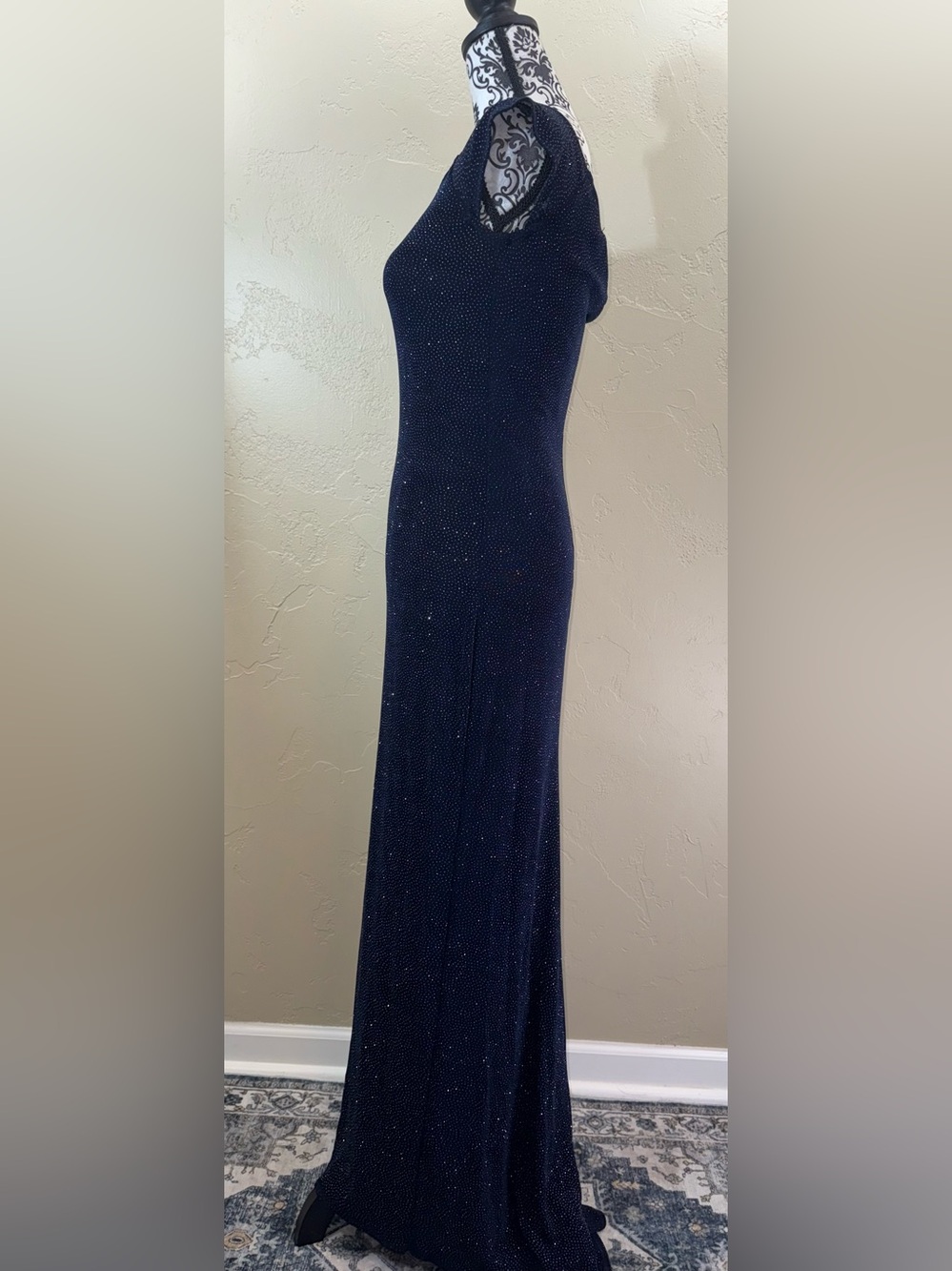 Jessica McClintock Vintage Gunne Sax Navy Evening‎ Dress Sparkles Cocktail M - Picture 6 of 9